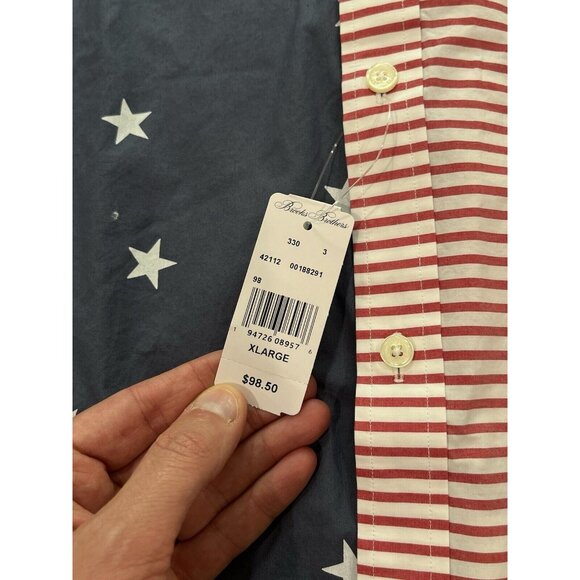NWT Brooks Brothers American Flag Short Sleeve Shirt Men's Sz XL Regent Fit $99 - Picture 3 of 6